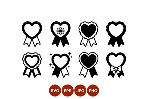 Download Heart Ribbon Award Icons Black White - White Collection