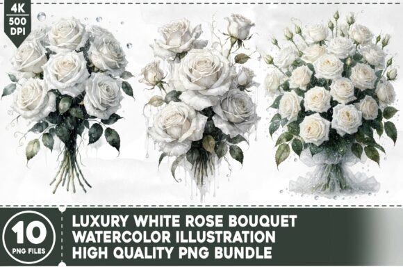 Download Luxury White Rose Bouquet PNG Bundle - White Collection