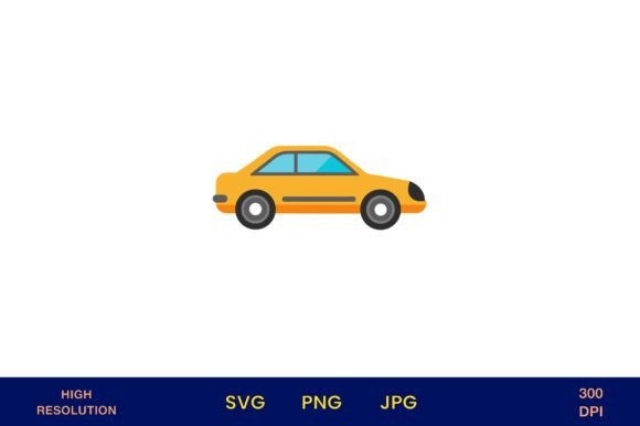 Download Yellow Retro Car Vector Design on White - White Collection